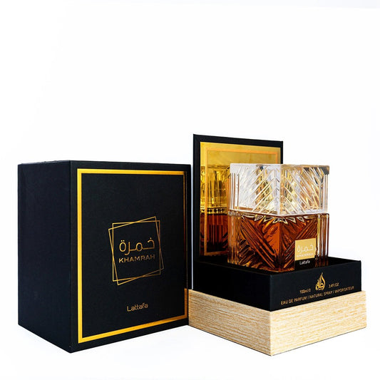 Lattafa khamrah, kilian angel share, beautiful packaging, luxury packaging, gift perfume, luxury perfume by lattafa, signature boozy perfume