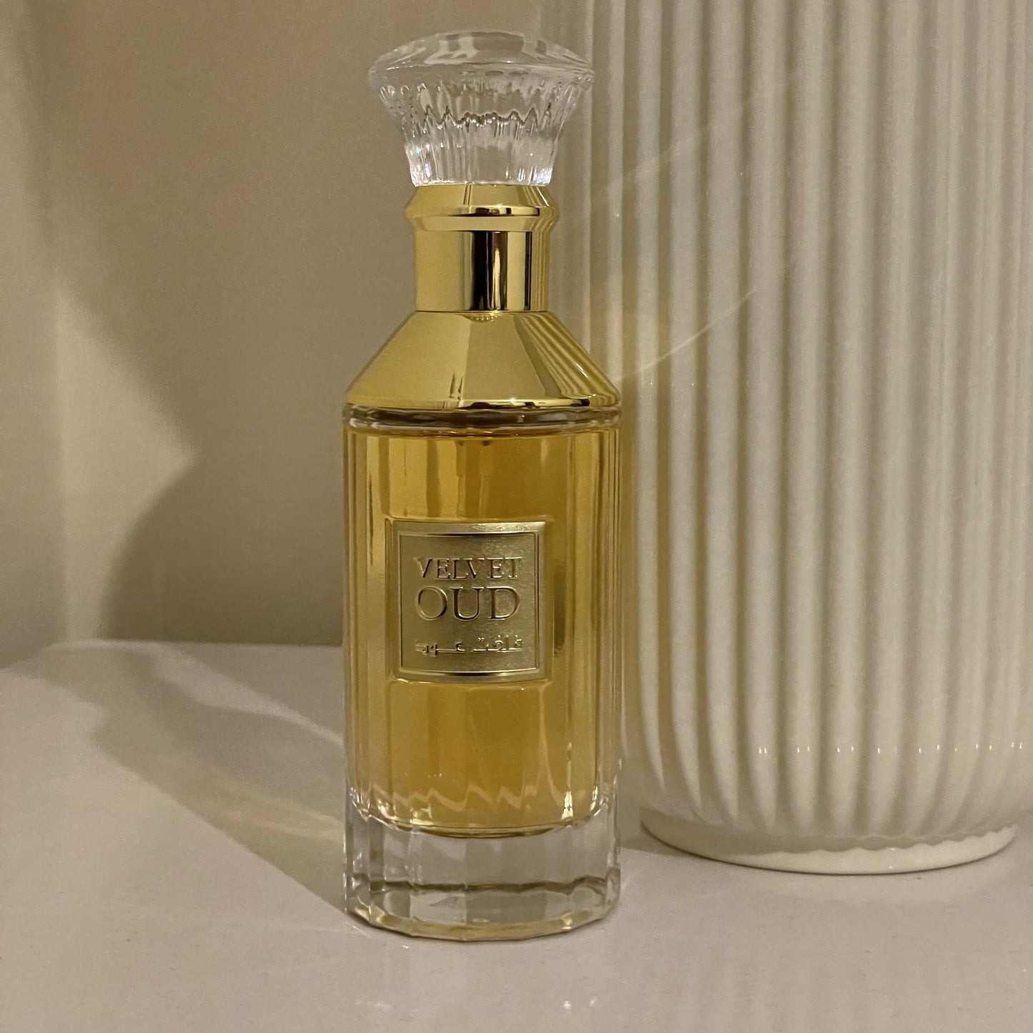 Lattafa Velvet Oud, beautiful perfume bottle, luxury perfume packaging, perfume gift, long lasting perfume
